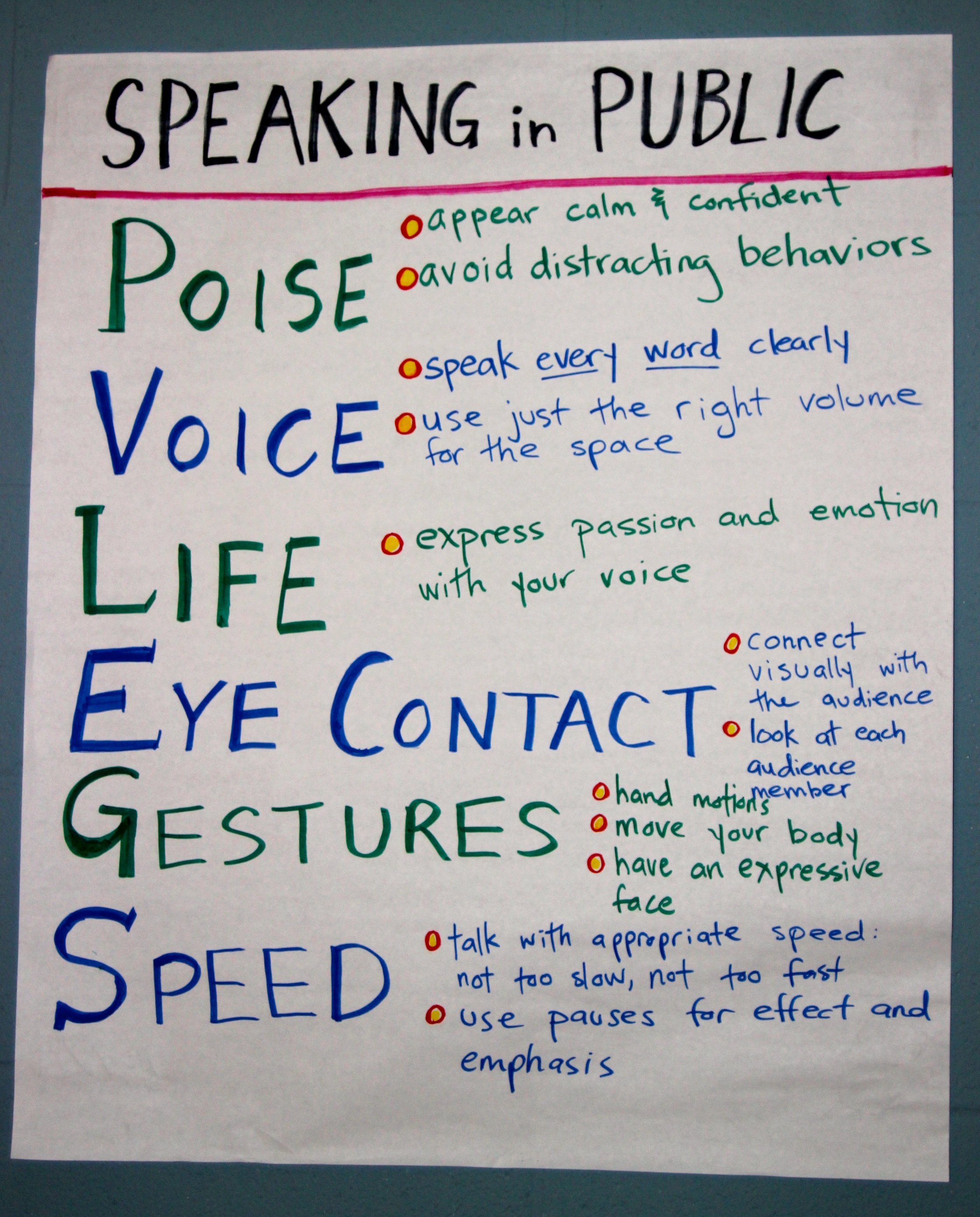 PVLEGS: A Public Speaking Acronym that Transforms Students - Dave