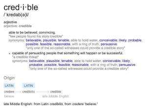 Figure 1: Etymology of the word credible.